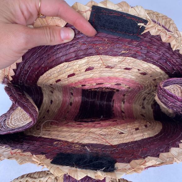 Raffia Wicker Color Block Handbag - Picture 3 of 4